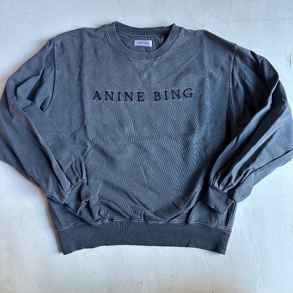 Anine Bing Esme Cotton Word Logo Sweatshirt - Picture 2 of 7